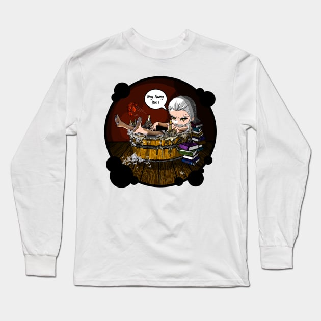 Geralt in Hot Tub (TW3) Long Sleeve T-Shirt by KnavishApparel